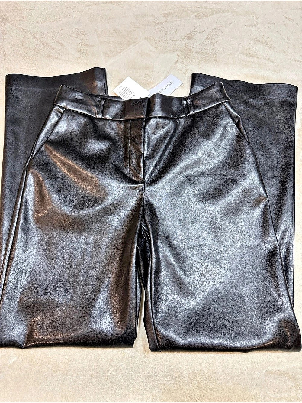 Dynamite Faux Leather Wide Leg Pants Black